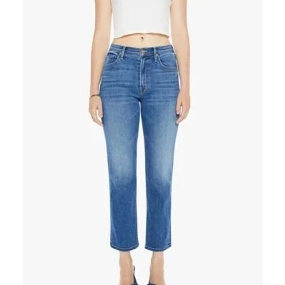 Mother The Smarty Pants Flood Mid Rise Straight Leg Jeans Connect The Dots 26 - Picture 1 of 12